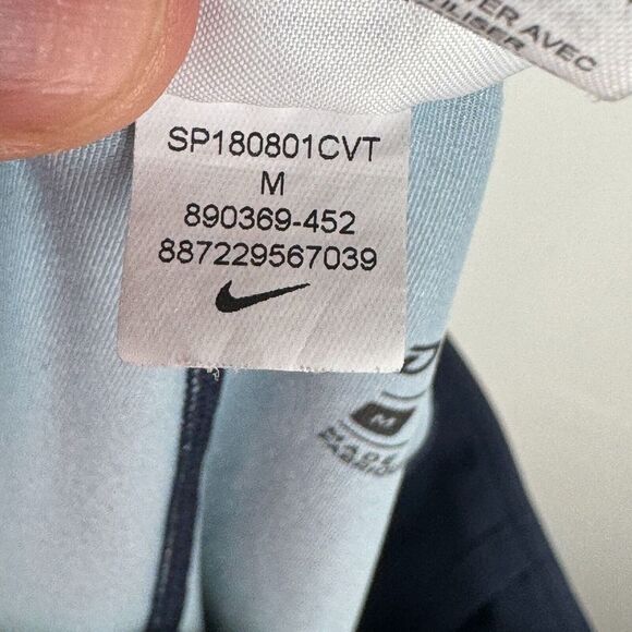 Nike Power Crop Racer Leggings Women Medium Blue Navy Wicking Dri-Fit Zip Pocket - Picture 9 of 9